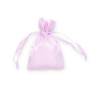 Sieraad zakje satijn met strass Lilac-silver