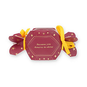 BY31&reg; Sieraden (cadeau) doosje snoepje "Because you deserve to shine" Berry wine red-gold-yellow