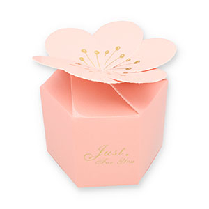 Sieraden (cadeau) doosje bloem "Just for you" Light pink-gold