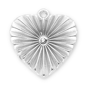 Roestvrij stalen (RVS) Stainless steel bedels hart met strass Silver-transparent