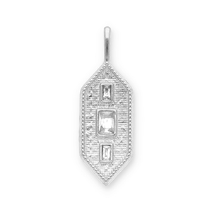 Roestvrij stalen (RVS) Stainless steel bedels hexagon Silver-transparent