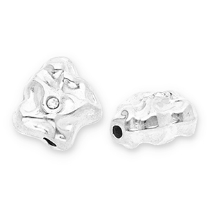 Roestvrij stalen (RVS) Stainless steel kralen irregular met strass Silver-transparent