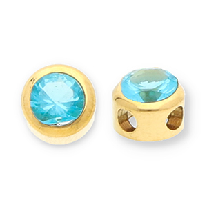 Roestvrij stalen (RVS) Stainless steel kralen disc met strass Gold-blue