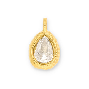 Roestvrij stalen (RVS) Stainless steel bedels druppel met facet Gold-transparent