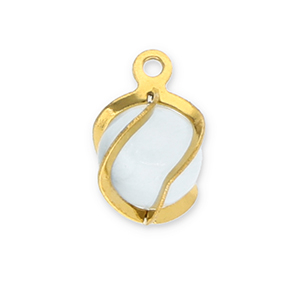 Roestvrij stalen (RVS) Stainless steel bedels rond Cat's eye Gold-milky white