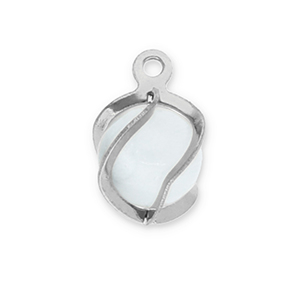 Roestvrij stalen (RVS) Stainless steel bedels rond Cat's eye Silver-milky white