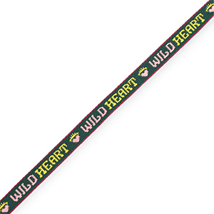 BY31&reg; Lint met tekst "Wild Heart" Dark green-light pink-yellow-purple