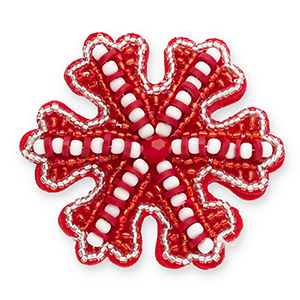 Broches sneeuwvlok Red-white-silver
