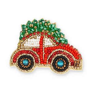 Broches auto met kerstboom Red-green-gold-white