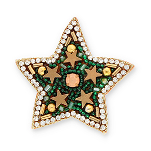 Broches ster Green-crystal-brown
