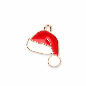Bedels metaal kerstmuts Gold-red-white