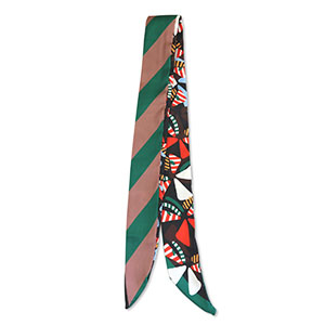 Bandana sjaal bloemen / schuine lijnen Black-red-green-brown