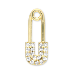 Brass TQ metaal bedels veiligheidsspeld Gold-transparent