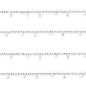 Roestvrij stalen (RVS) Stainless steel onderdelen jasseron met maan en ster Silver
