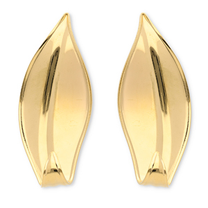 Roestvrij stalen (RVS) Stainless steel oorbellen / oorstekers blad Gold