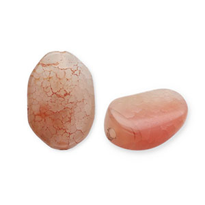 Half edelsteen kralen agaat ovaal Coral red-white