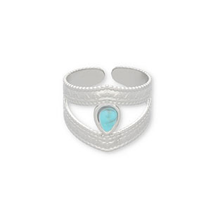 Roestvrij stalen (RVS) Stainless steel ringen met natuursteen Silver-turquoise