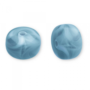 Acryl kralen disc Teal blue-white