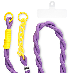 Trendy telefoonkoord incl. bevestiging Purple-yellow