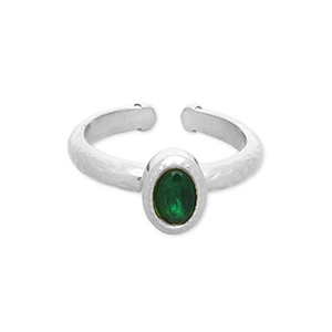 Roestvrij stalen (RVS) Stainless steel ringen Silver-green