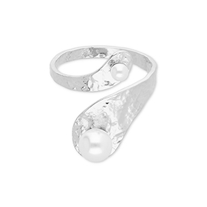 Roestvrij stalen (RVS) Stainless steel ringen met parels Silver-white