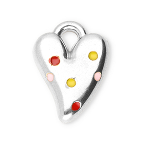 Roestvrij stalen (RVS) Stainless steel bedels hart Silver-red-yellow
