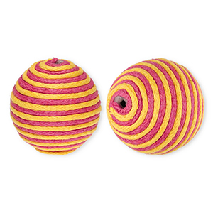 22 mm acryl kralen met waxkoord Dark pink-orange