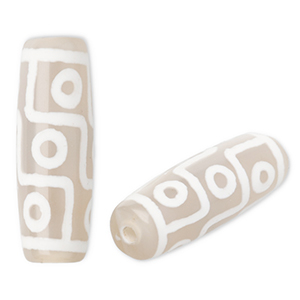 Natuursteen kralen chalcedoon tube Sand beige-white