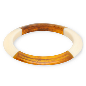 Resin armbanden bangle Transparent amber brown-ivory white