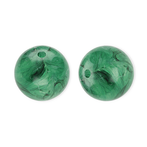 12 mm acryl kralen rond Dark green-marble