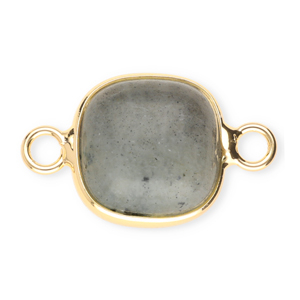 Natuursteen hangers tussenstuk 12x12mm Grey-gold