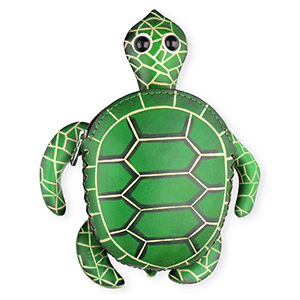 Portemonnee van leer schildpad Green-sand beige-black-white