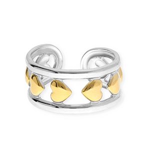 Roestvrij stalen (RVS) Stainless steel ringen hartjes Silver-gold
