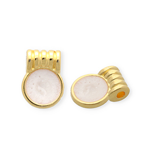 Bedels DQ&reg; metaal rond Goud-pearl white (nikkelvrij)