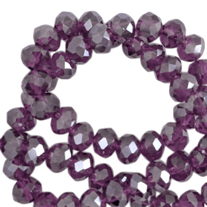 Top Facet kralen 8x6 mm disc Aubergine purple-pearl shine coating