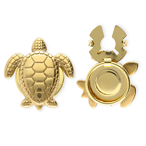 Roestvrij stalen (RVS) Stainless steel button covers schildpad Gold