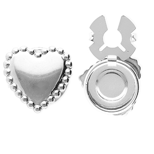 Roestvrij stalen (RVS) Stainless steel button covers hart Silver
