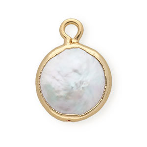 BQ Zoetwaterparels bedel round Gold-Natural white