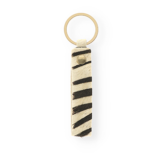 Sleutelhangers leer met zebraprint White-black-gold