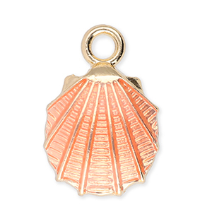 Bedels metaal schelp Gold-peach pink