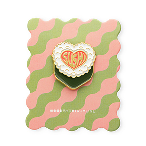 BY31&reg; Pin "Sushi" op kaartje Dark green-coral pink-white-grey-gold