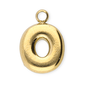 Roestvrij stalen (RVS) Stainless steel bedels letter O Gold