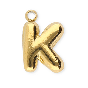 Roestvrij stalen (RVS) Stainless steel bedels letter K Gold