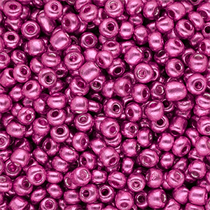 Glaskralen Rocailles 6/0 (4mm) Metallic shine fuchsia pink