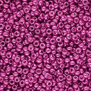 Glaskralen Rocailles 8/0 (3mm) Metallic shine fuchsia pink