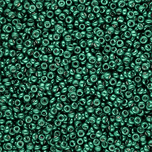 Glaskralen Rocailles 12/0 (2mm) Metallic shine teal green