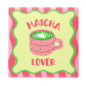 BY31&reg; Tegeltje met tekst "Matcha lover" Green-pink-white-black