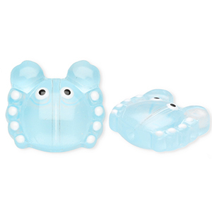 Handgemaakte glaskralen krab Transparent light blue-white-black