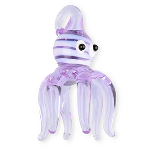 Handgemaakte glasbedels octopus Transparent light purple
