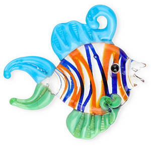 Handgemaakte glasbedels vis Transparent-blue-green-orange